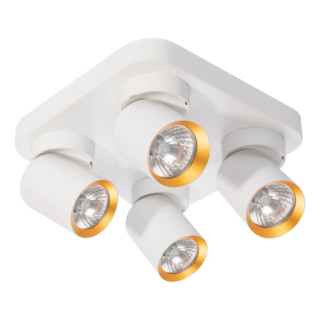 Plafoniera 4 Luci Andy Milagro Bianco Oro | Design Moderno GU10 10W