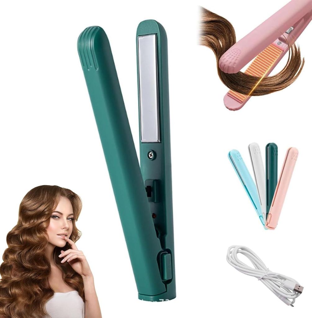 Glätteisen mit doppeltem Verwendungszweck, kleine Locken,Mini-Lockenstab und Glätteisen, Lockenstab, tragbar,für kurze Haare und alle Arten von ...