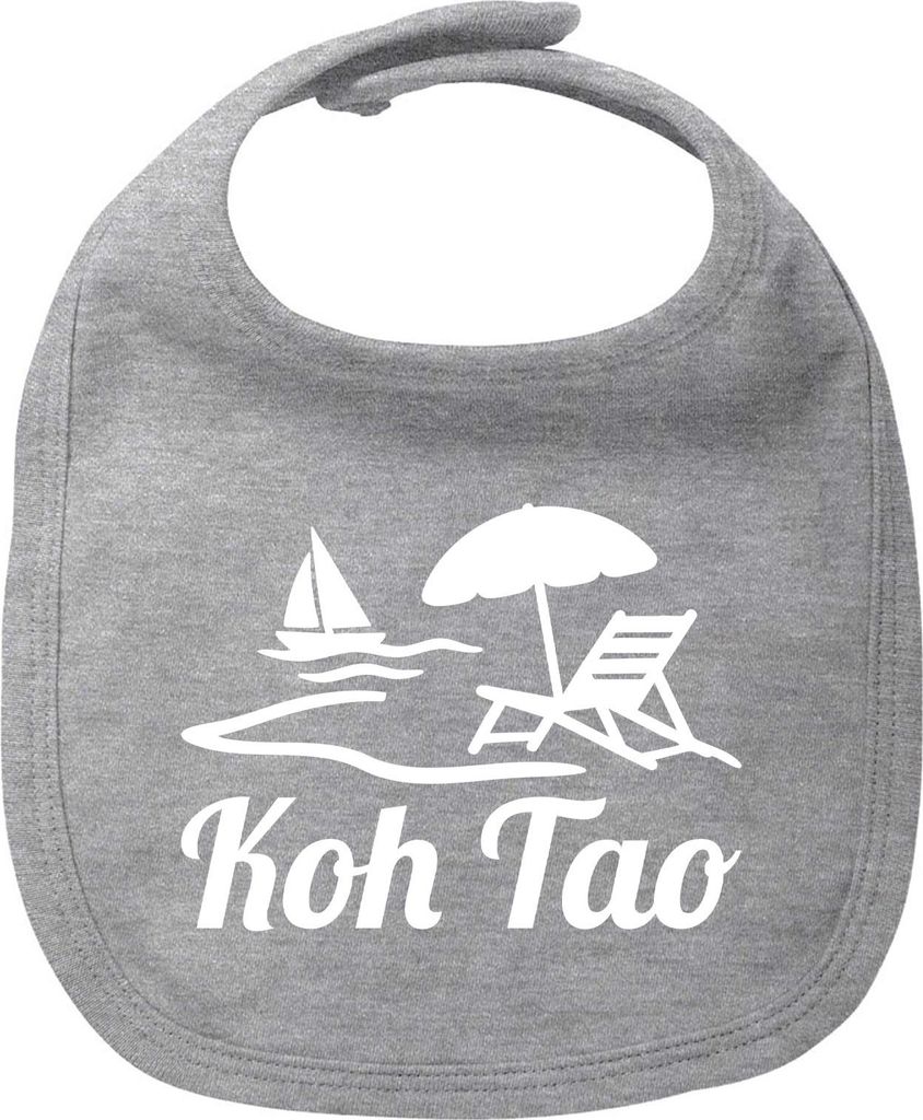 Huuraa Baby Lätzchen Koh Tao Inselmotiv Thailand Heather Grey Klettverschluss Baumwolle Latz Geschenkidee
