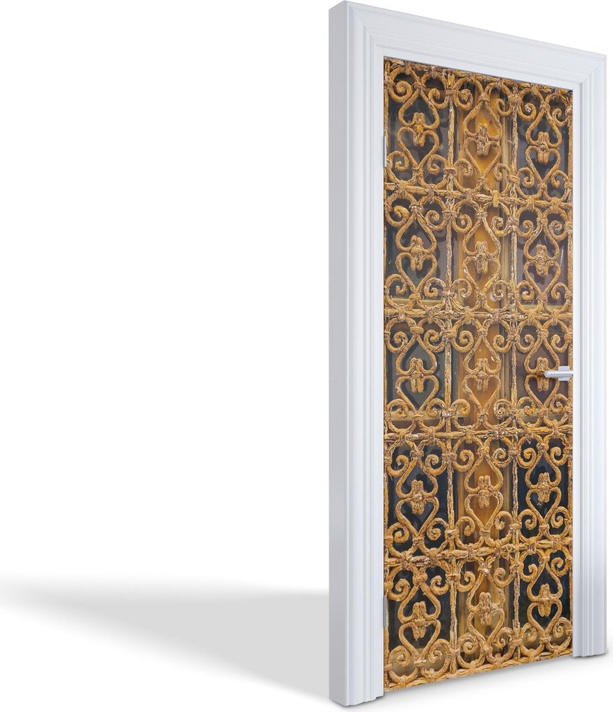 Türfolien Design Selbstklebende Wandsticker Türtapeten - Goldenes Gitter - 85 x 205 cm