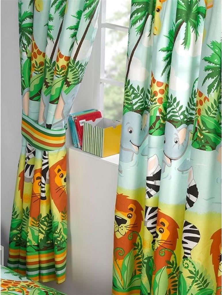 Vorhänge "Jungle-Tastic", Gepolstert 2er-Pack AG2879 (138 cm x 168 cm) (Bunt)