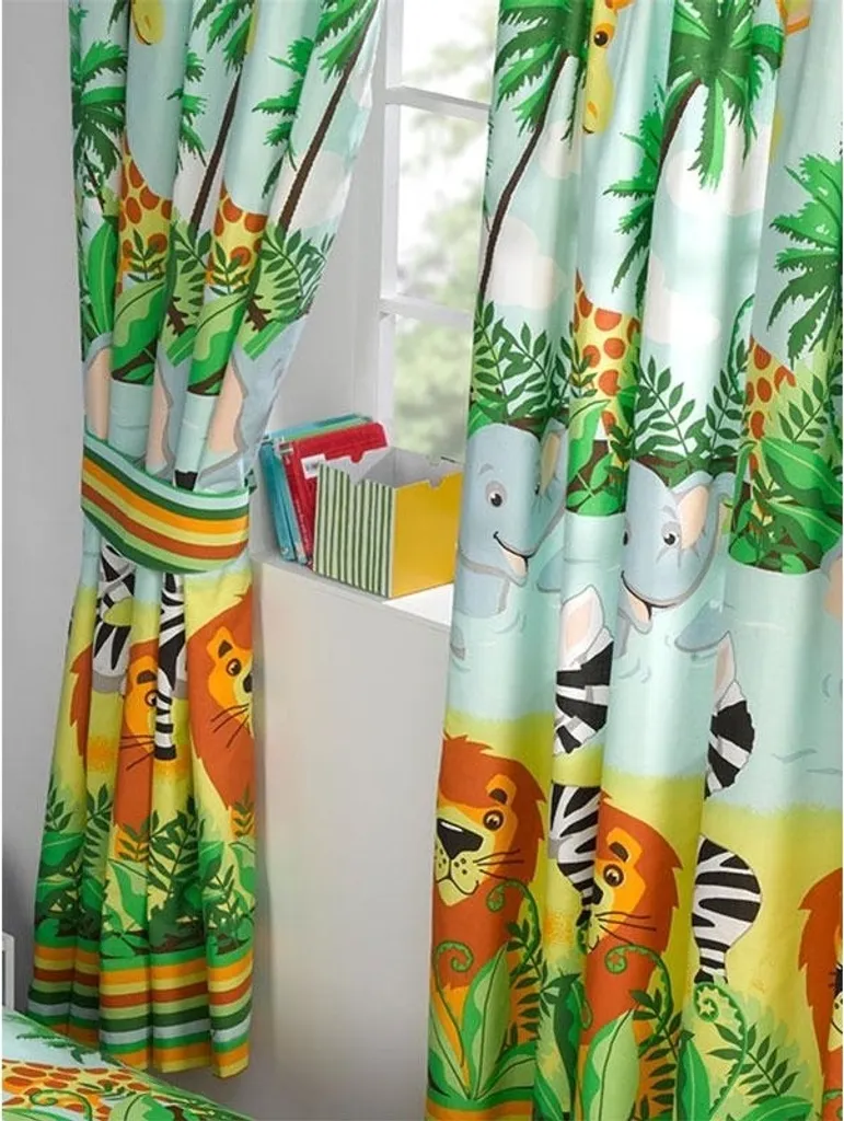 Rideaux Double Épaisseur Jungle-Tastic AG2879 Colorés 138x168 - Lot de 2