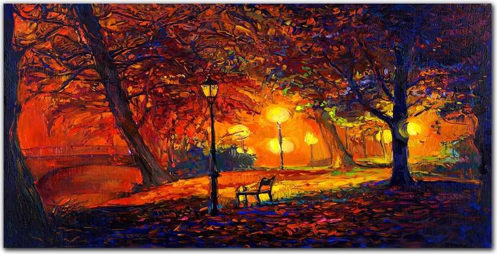 Coloray - Bild aus Glas - Glasbilder - 100 x 50 cm - Wanddekoration Küche Glasblock mit Bild Dekoration Wohnzimmer Gehärtetes Glas - Park Baum Bl...