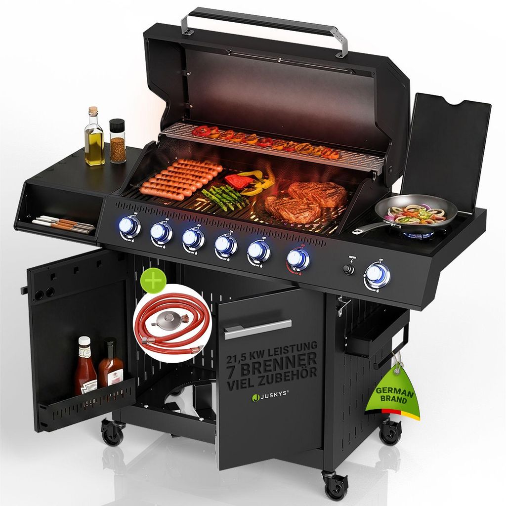 JUSKYS® Gasgrill Tennessee 6+1 mit Edelstahlbrennern & Produktbild 