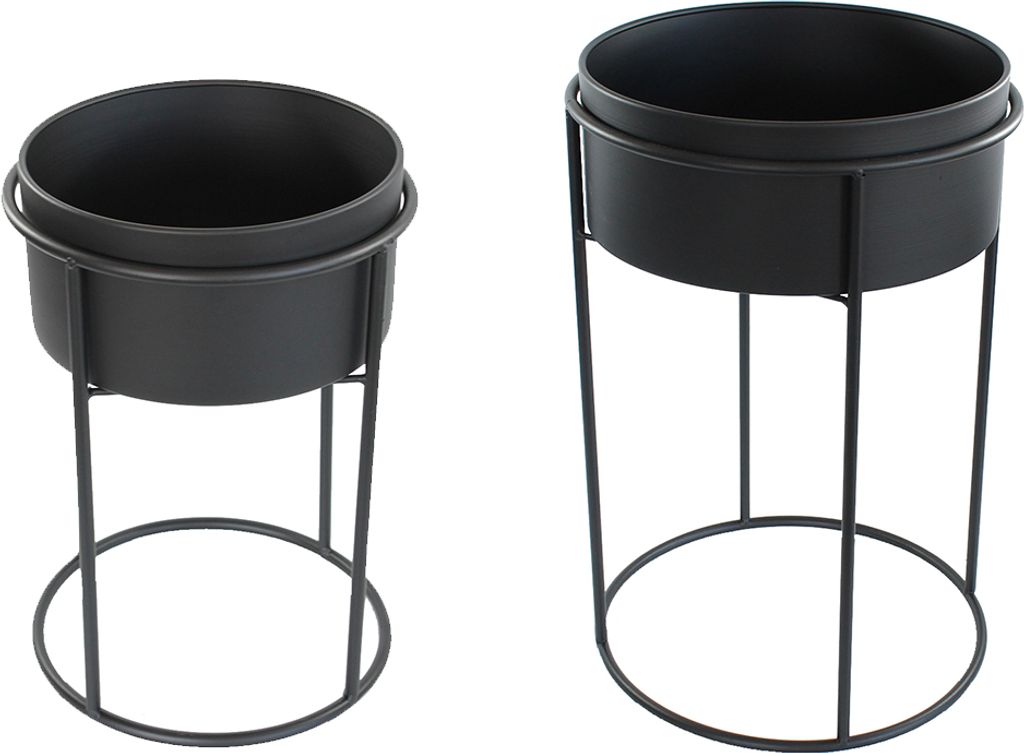 Blumenständer Metall 2er Set schwarz 32/42 cm Pflanzenständer Pflanztopf Blumenständer hoch