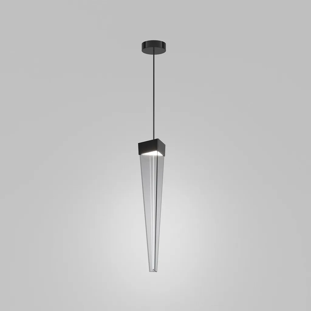 Suspension LED gradable Stalactite en verre fumé et métal nickel noir