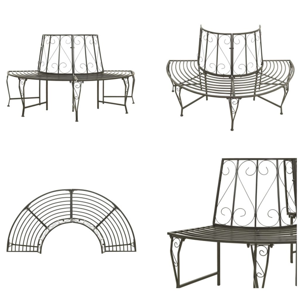 vidaXL Garten Baumbank Halbrund 160 cm Stahl - Baumbank - Baumbänke - Gartenbank - Gartenbänke
