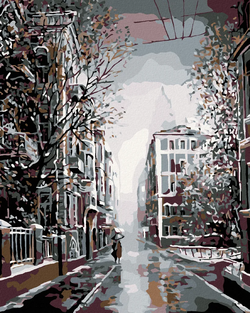 Zuty - Pittura con diamanti - PASSEGGIATA SERALE PER LE STRADE, 40x50 cm, tela tesa su telaio