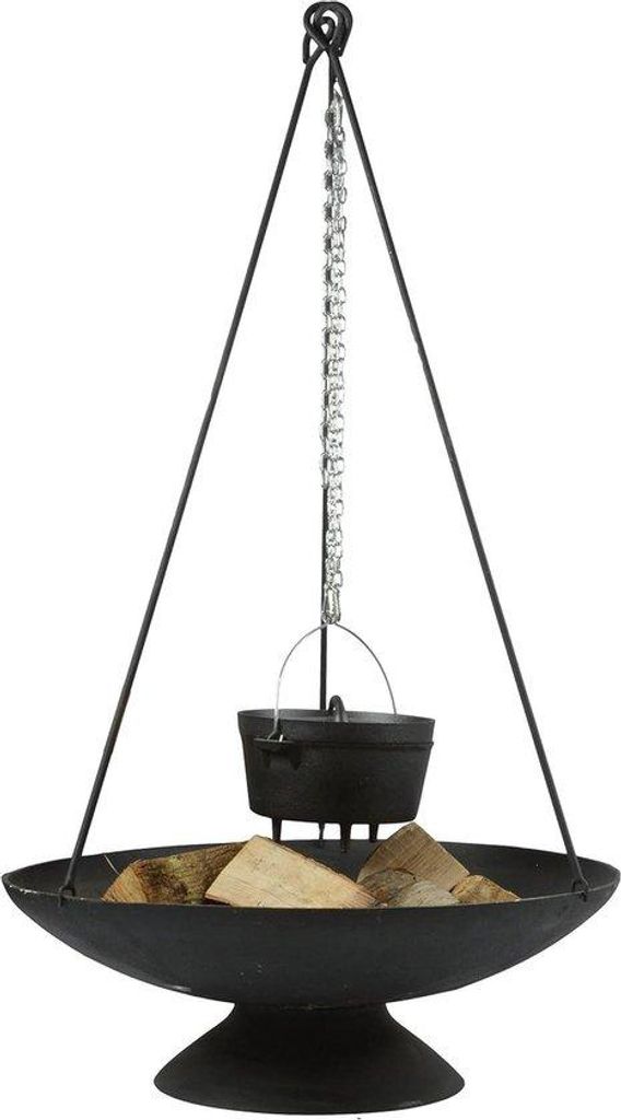 Küchenständer für Außenbereich - Grillstütze - Außenheizung - Robuster Stahlrahmen - 117 cm Höhe - Grauer Anstrich