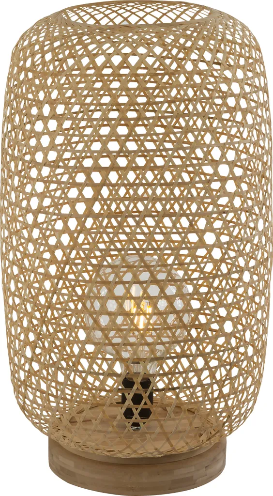 Lampadaire Globo en bambou tressé main douille E27 finition bois clair 1x