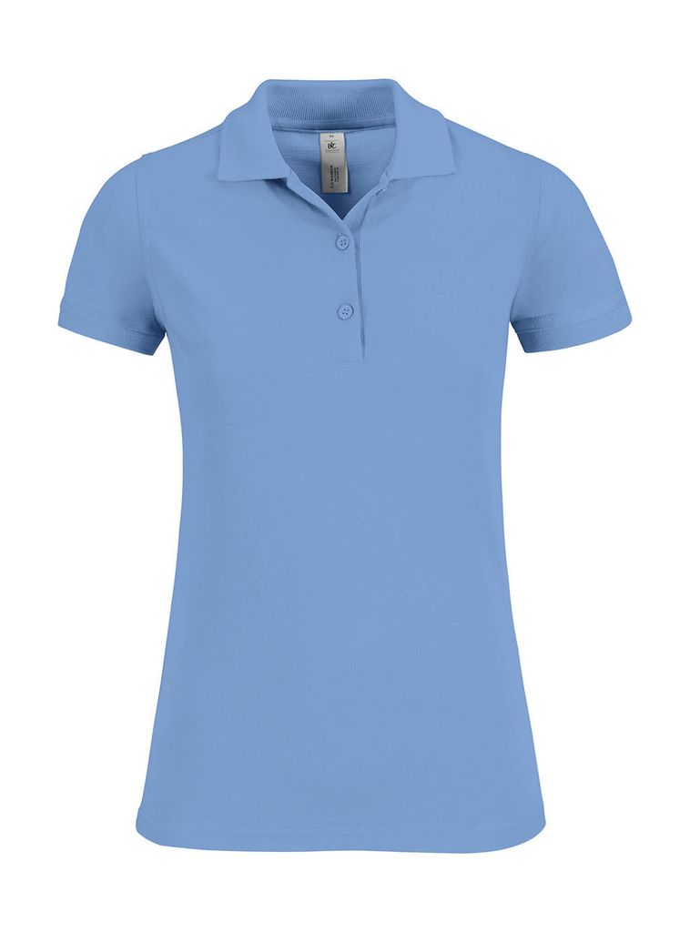 B&C Damen Polo Shirt T Shirt Kragen Poloshirt T-Shirt kurzarm, Größe:2XL, Farbe:Sky Blue