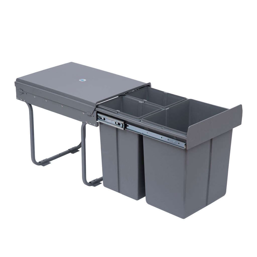 HOMCOM Poubelle cuisine coulissante encastrable 40L avec 3 Image du produit 