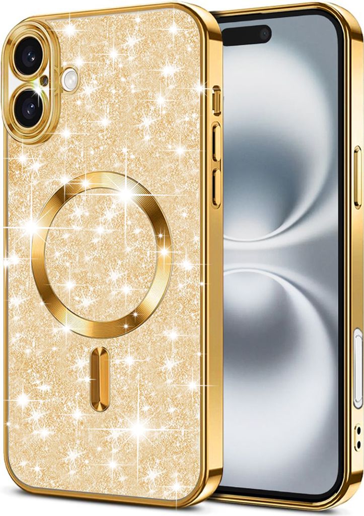 Techsuit Luxury Glitter Back Cover Hülle mit MagSafe für Apple iPhone 16 Plus - Gold