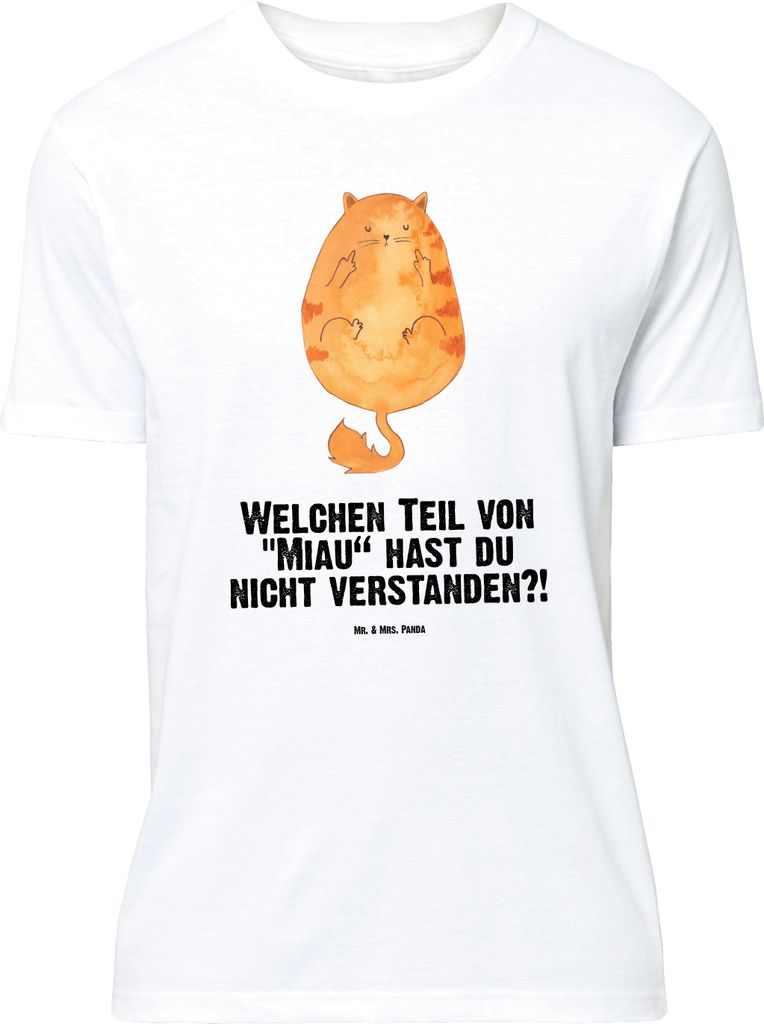 Mr. & Mrs. Panda S T-Shirt Katze Mittelfinger - Weiß - Geschenk, Mietze, Shirt, Tshirt, Grafik-T-Shirt, oberteil, Cat, Cats, Katzen, Kater