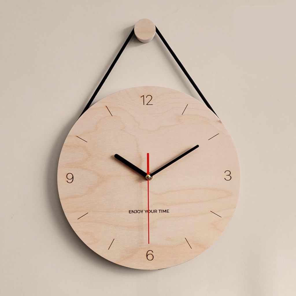 Wanduhr aus Massivholz 30x30 cm, Modernes Japanisches Design, Stilvolle Wohnzimmer & Büro Uhr, Schlicht & Kreativ