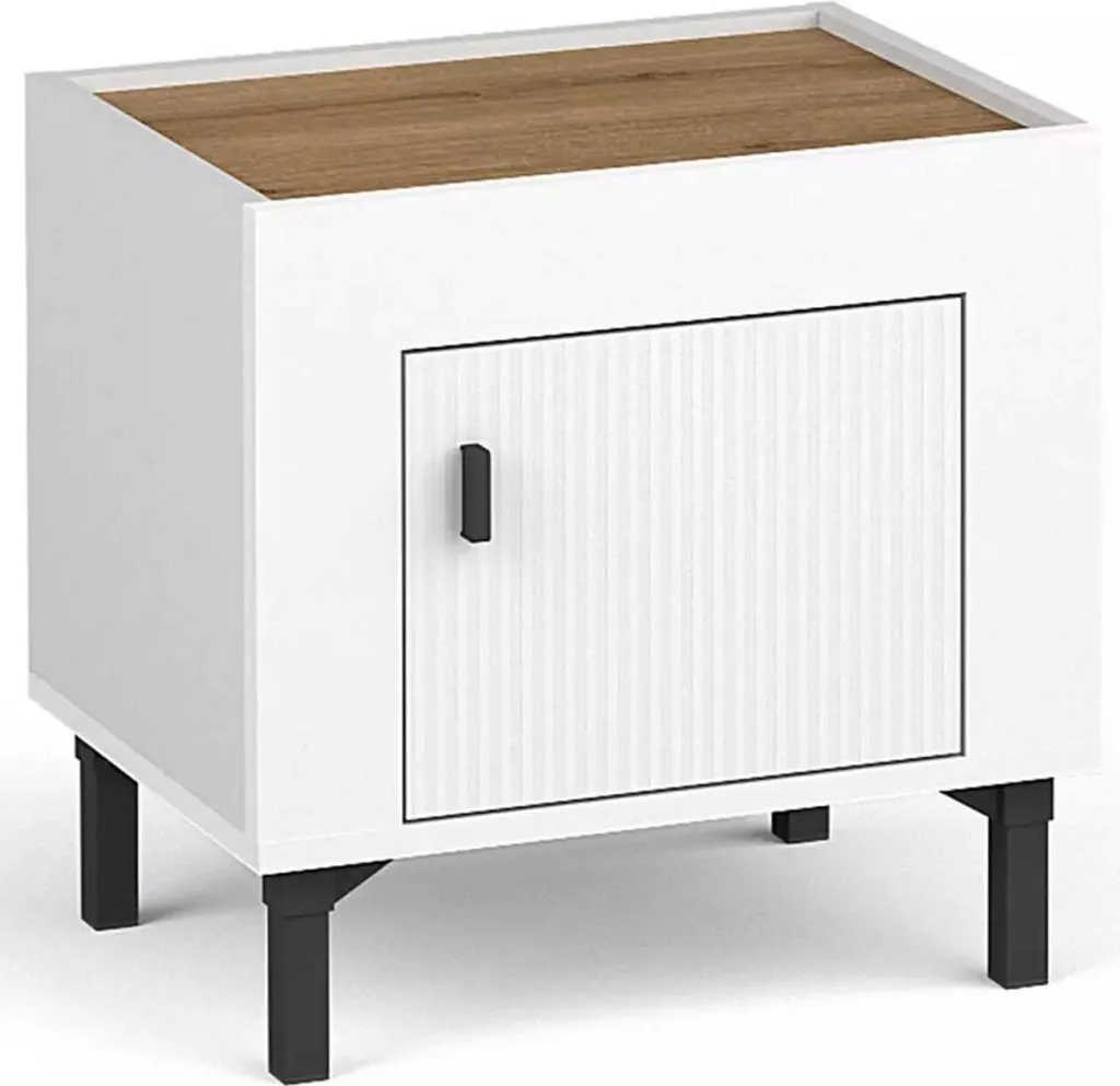 Petite table de chevet AUROVA chêne blanc et whisky avec tiroir discret