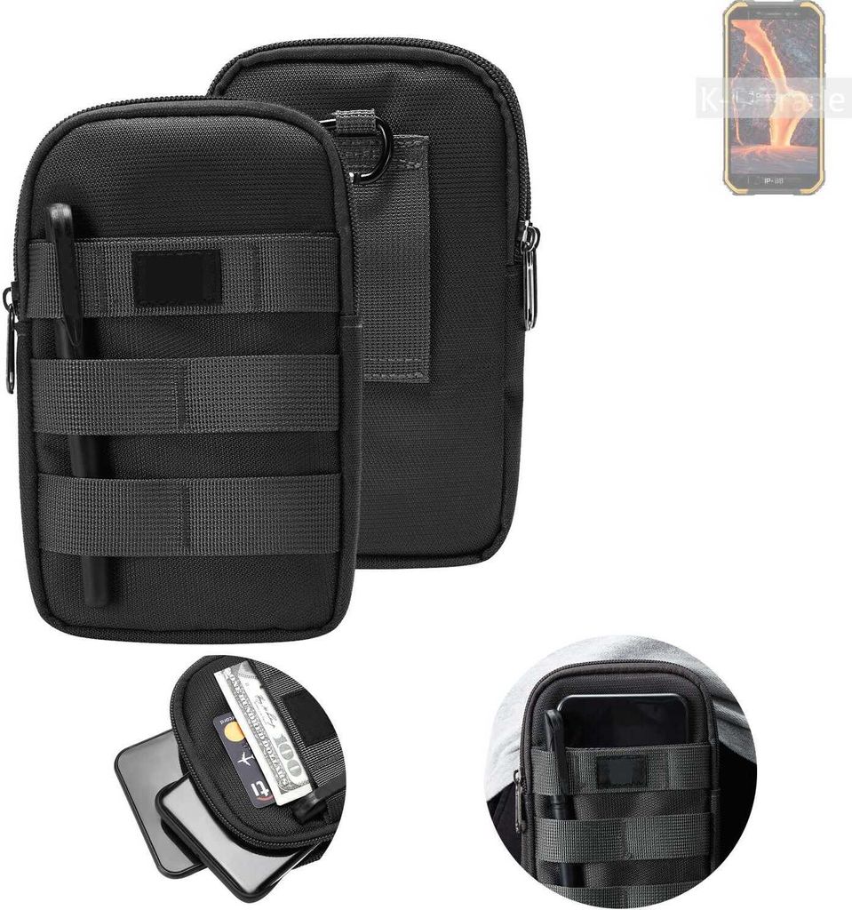 K-S-Trade Holster Gürtel Tasche kompatibel mit Ulefone Armor X6 Pro Handy Tasche Schutz Hülle dunkel-grau viele Fächer, 1x