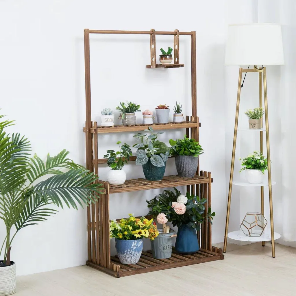 Support plantes bois 3 niveaux Bolt Edge avec barre suspendue modulable - 2