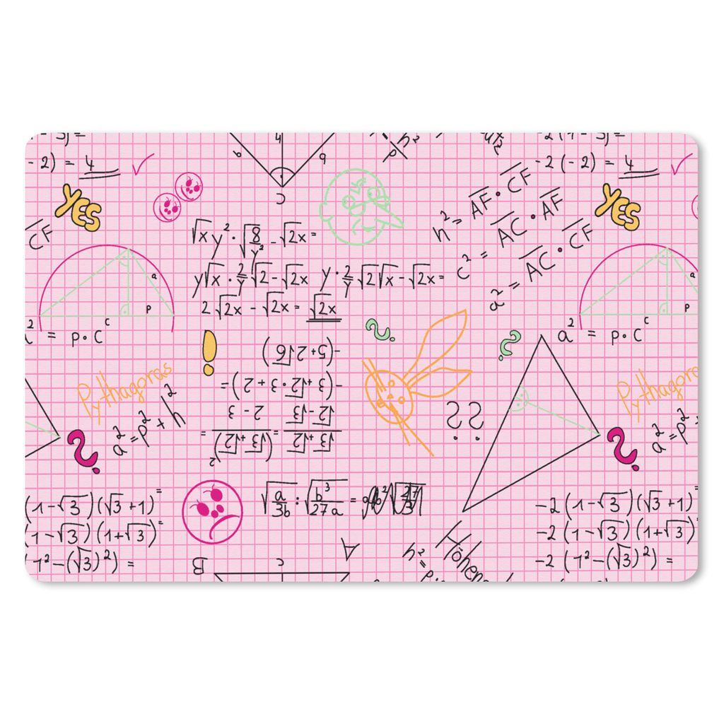 MuchoWow Schreibtischunterlage Mathematik - Kritzelei - Geometrie - Regenbogen - Muster 60x40 cm - XXL Mauspad - Großes Mauspad