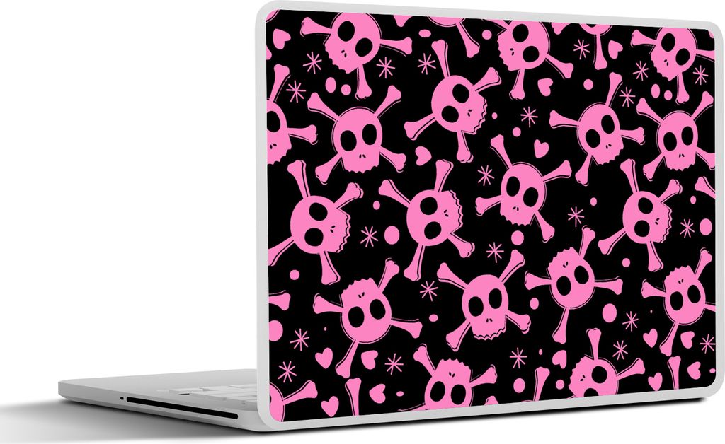 MuchoWow Laptop Aufkleber Sticker Cover Mädchen - Piraten - Rosa - Muster - Mädchen - Kind - Kinder 25x18 cm - Laptop-Deko