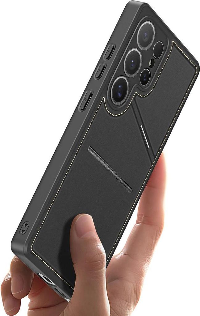 Dux Ducis Rafi II Schutzhülle für Samsung Galaxy S25 Ultra mit Ständer und Geldbörse, Schwarz