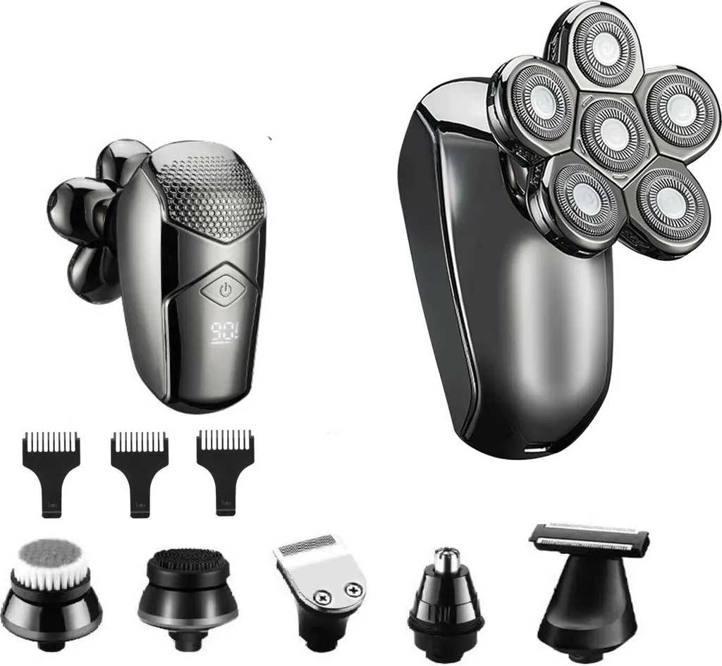 Rasoir INF 6 en 1 Anti-irritation pour Tête et Visage Gris Foncé Pro