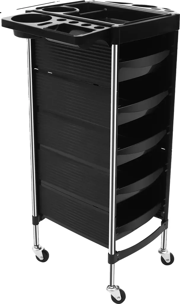 Chariot de salon noir à 6 niveaux Modèle CH-R6 pour rangement pro