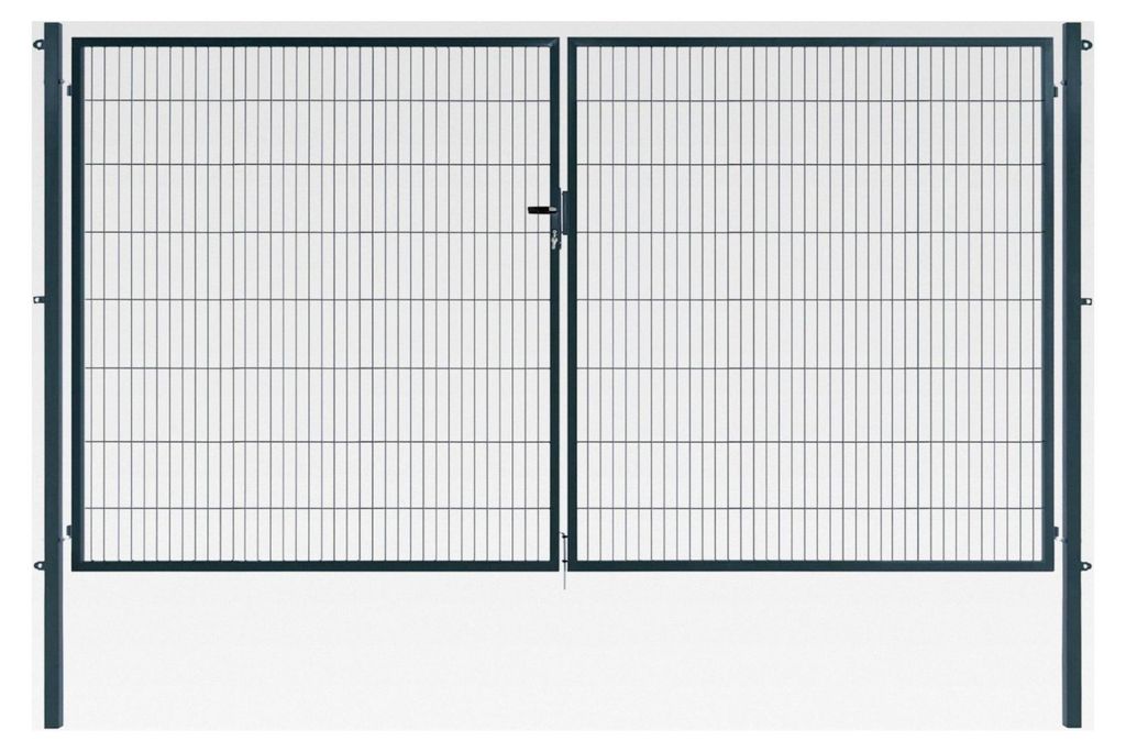 Doppeltor | extra breit, B400 x H160 cm | Anthrazit RAL 7016 | Doppelflügeltor mit Torpfosten & Schließzylinder | verzinkt & pulverbeschichtet | ...