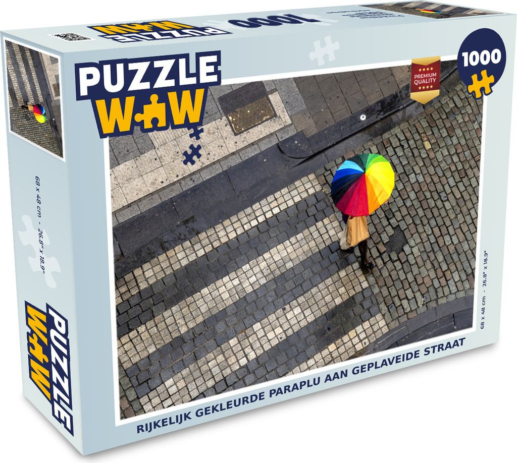 MuchoWow Puzzle 1000 Teile Farbenprächtiger Regenschirm auf einer gepflasterten Straße - Erwachsene - Rätsel