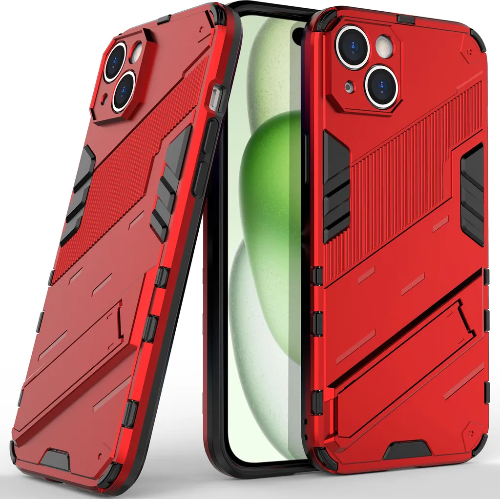 Cover iPhone 15 Heavy Duty Rossa | Guscio Antiurto TPU PC con Stand