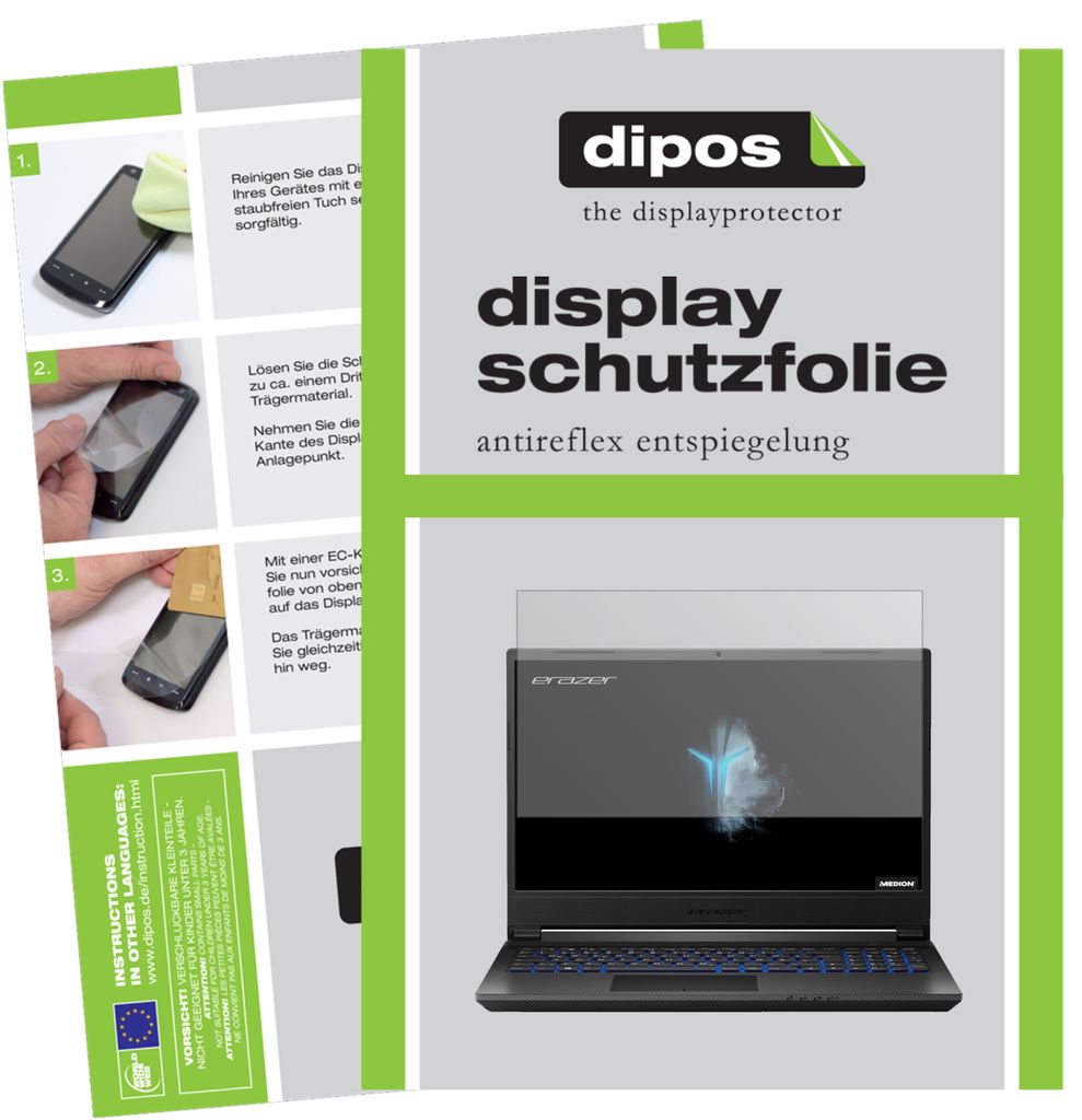 1x Schutzfolie für Medion Erazer P15805 matt Displayschutzfolie Folie Display Schutz dipos