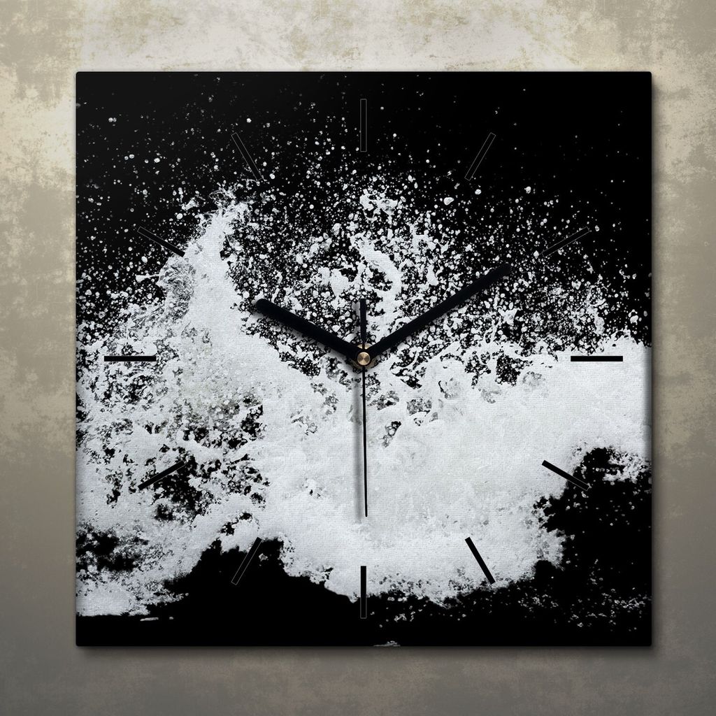 Wohnzimmer Leinwand Uhr Geräuschlos Küche 30x30 Spritzen, Wasser, Abstrakt, schwarze Zeiger