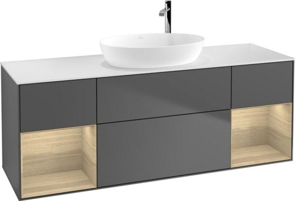 V&B Waschtischunterschrank Finion 160cm, Pl wh. m, Reg Oa ven, Anthrac. m