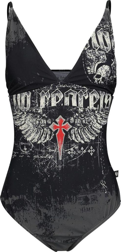Rock Rebel by EMP Damen Multicolor-Badeanzug mit rockigem Design L
