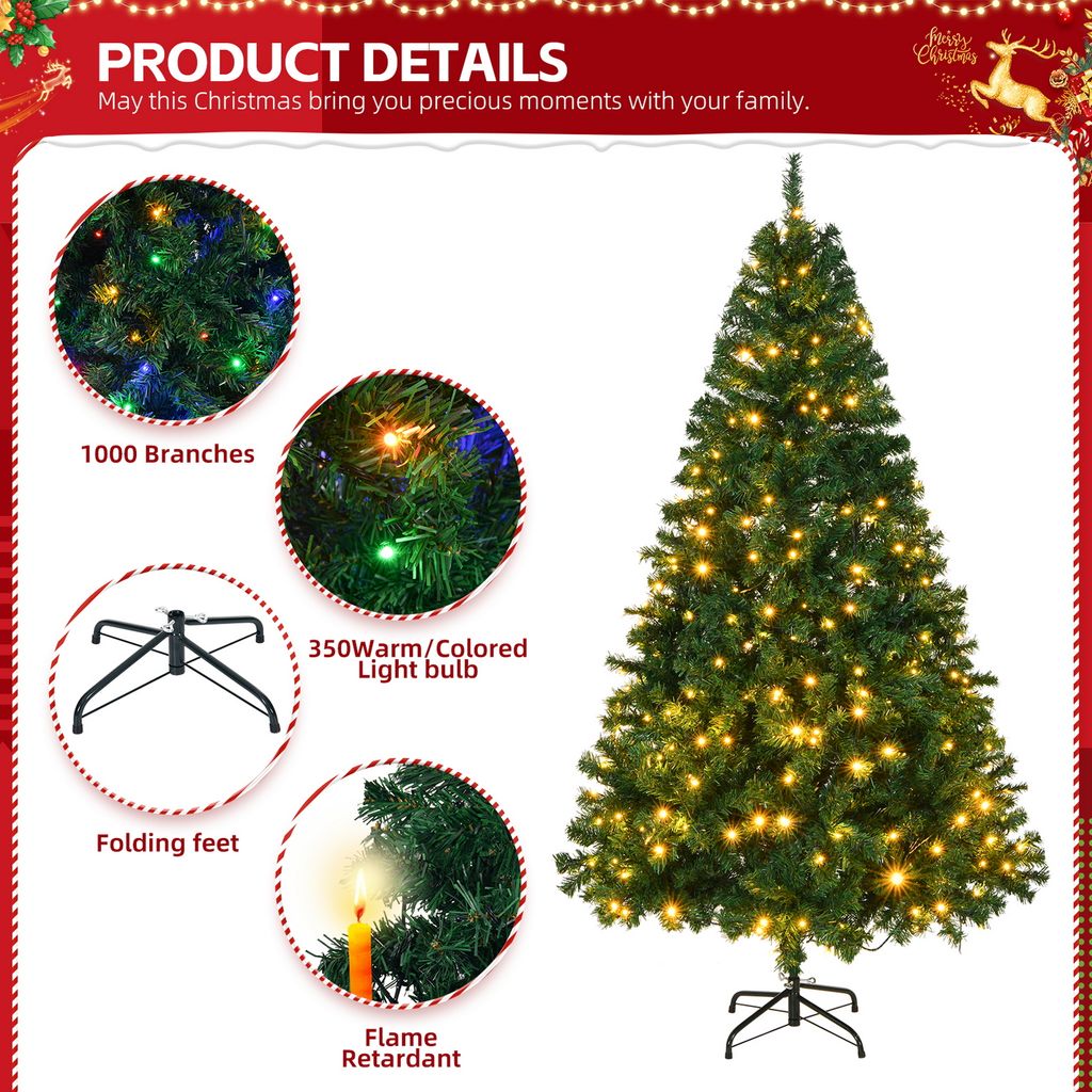 Künstlicher Weihnachtsbaum 180cm Tannenbaum mit Beleuchtung Produktbild 6
