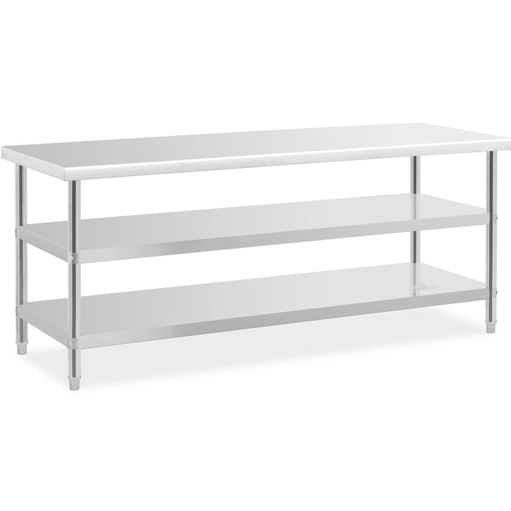 Expondo Royal Catering Edelstahl-Arbeitstisch - ECO - 200 x 70 cm - 500 kg - Zwischenboden -