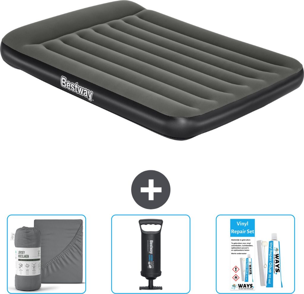 Bestway Luftmatratze - Französisches Bett - 137 x 191 x 30 cm - Grün - Im Lieferumfang enthalten Zubehör