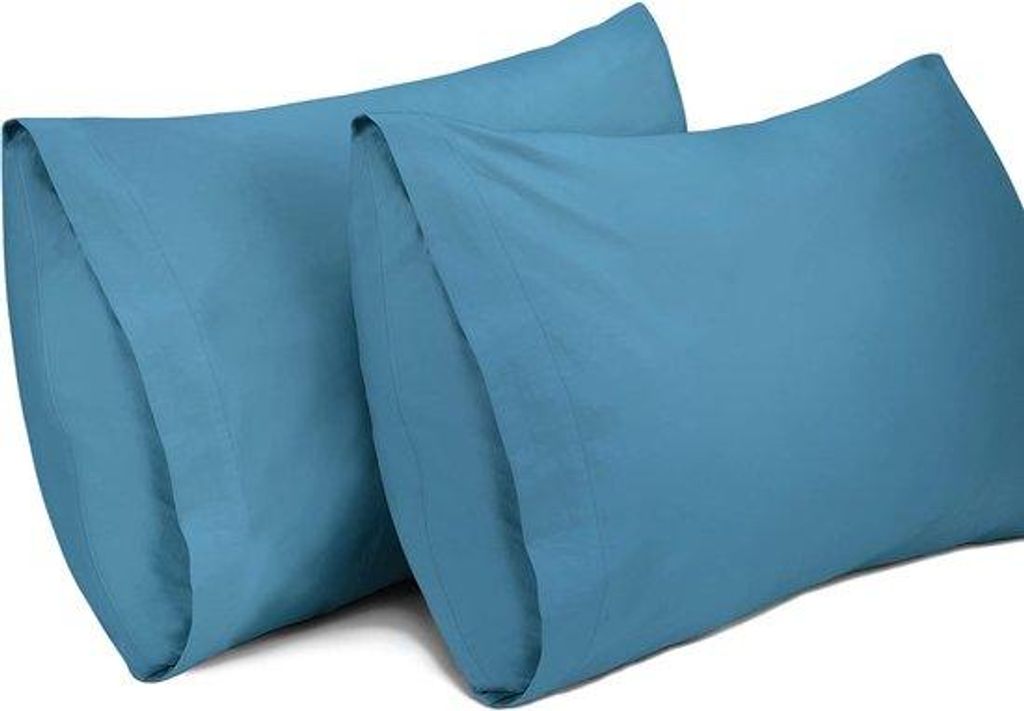 Famanu Kissenbezüge 50x70 cm blau 2 Stück - 100% Baumwolle, atmungsaktiv, weich