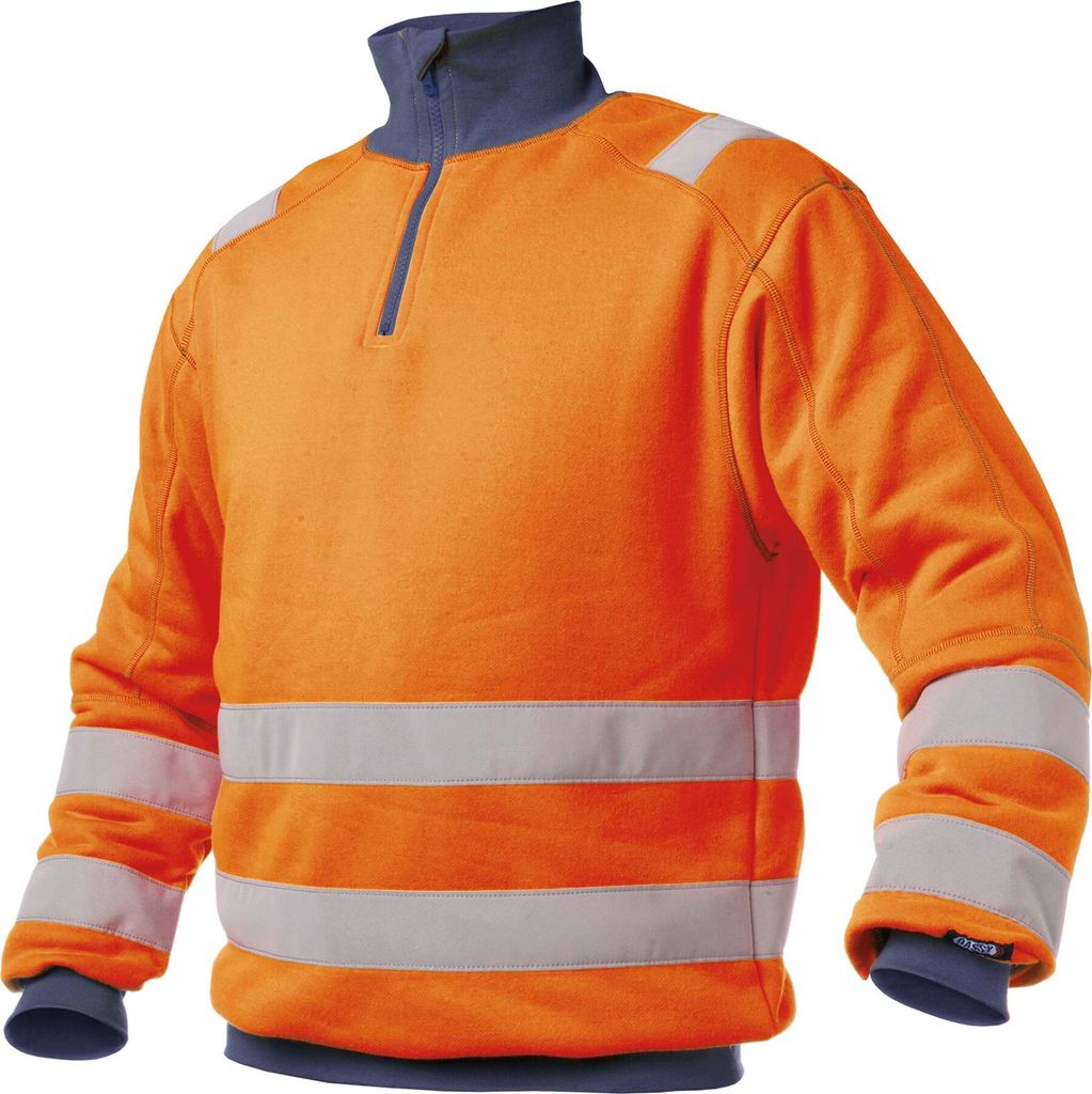 DASSY Denver Warnschutz Sweatshirt NEONORANGE/DUNKELBLAU Gr.XL Länge: STANDARD
