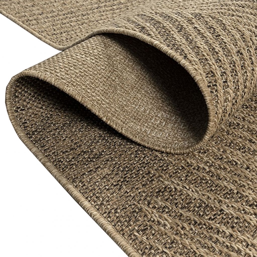 Zeitloser Teppich für Innen- & Außenbereich wetterfest mit Blattmuster in Beige Braun Größe - 120 x 170 cm