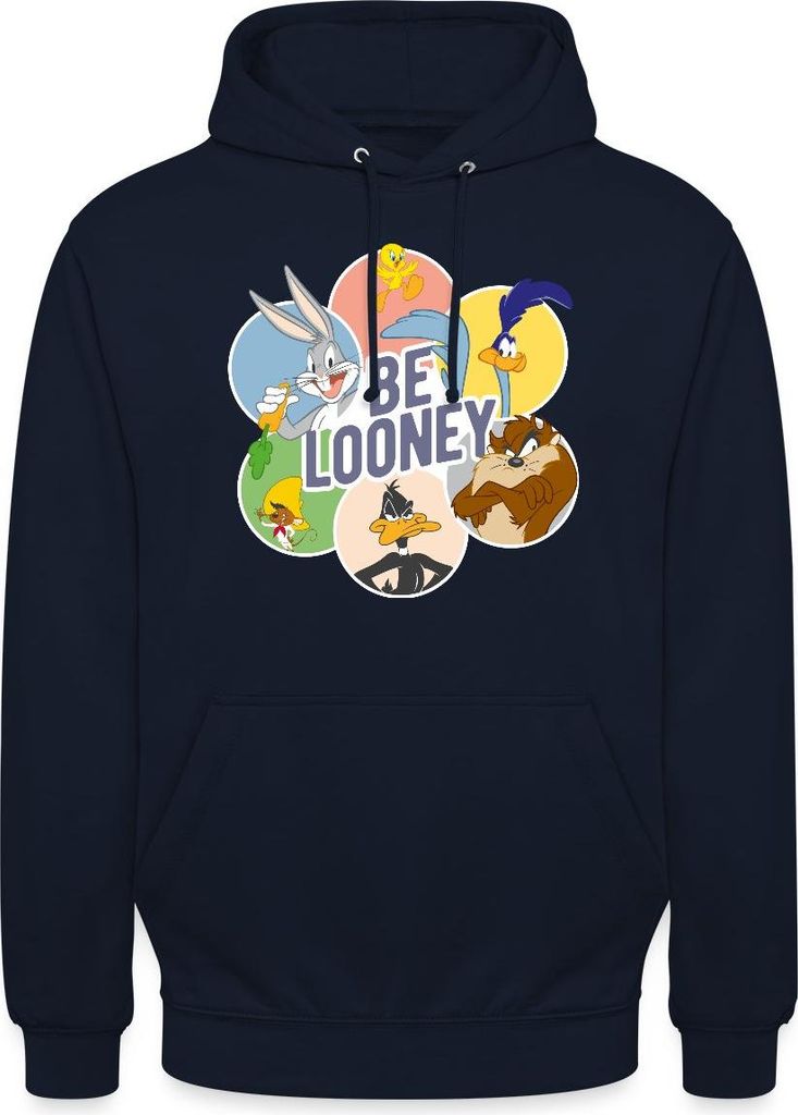 Spreadshirt Looney Tunes Charaktere Be Looney Uni Hoodie, XXL, Navy