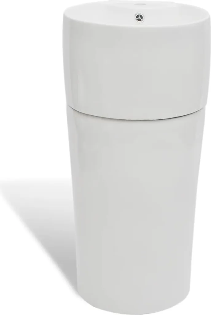 Lavabo totem colonne ronde en céramique pour salle de bain 45x85 cm blanc
