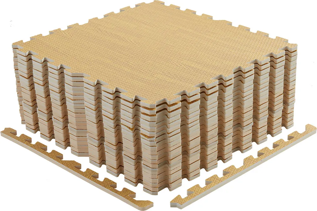 WISFOR 12PCS tappetino di protezione + 24 pezzi di bordo, sottotappeto tappetino puzzle tappetino di protezione pavimento fitness tappetino antiscivolo, ogni pezzo: 60×60×1cm, giallo