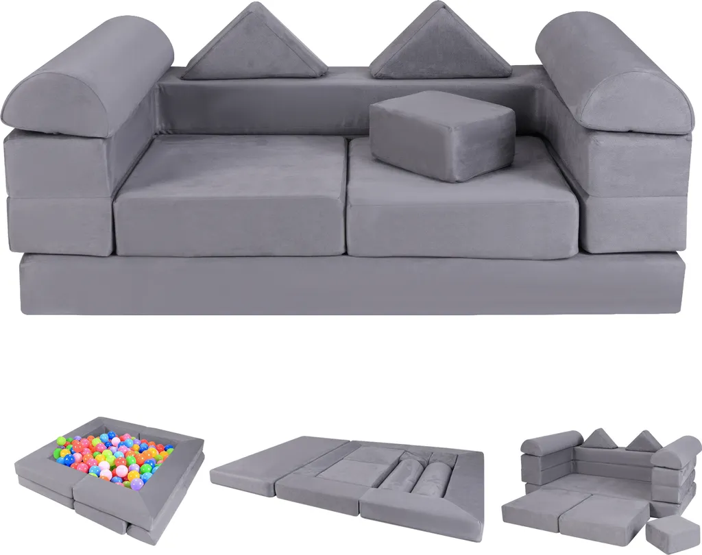 Divano da Gioco COSTWAY 9 Pezzi Grigio | Offerta Esclusiva Online - 1