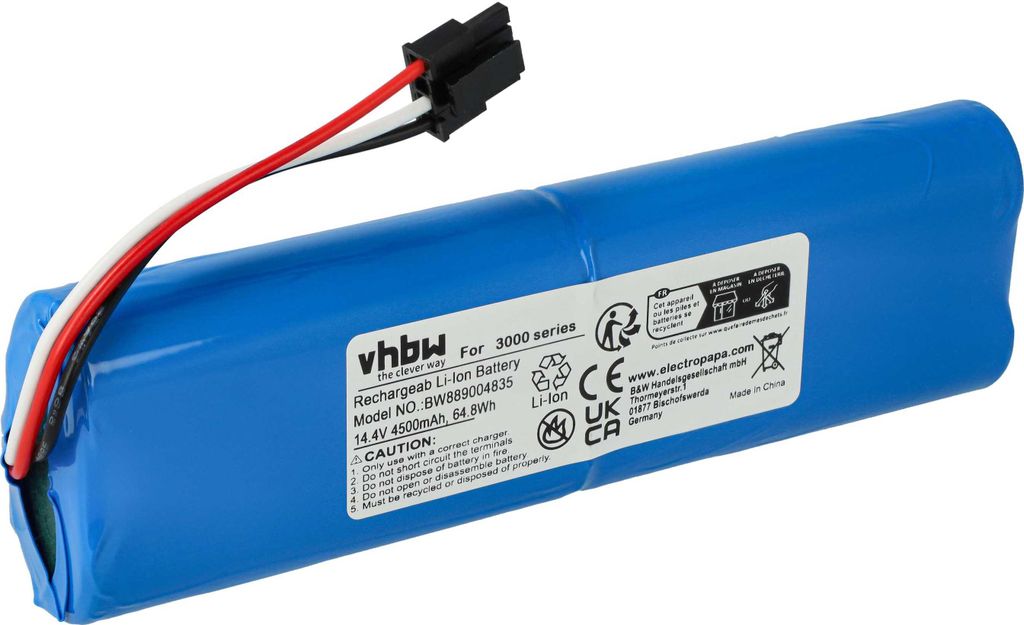 vhbw Akku kompatibel mit Philips HOMERUN 3000, XU3110/01, XU3110/02 Saugroboter (4500 mAh, 14,4 V, Li-Ion)
