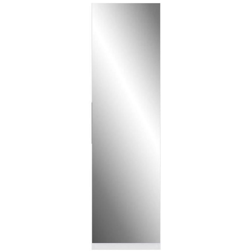 A full-length mirror reflecting a bright, indistinct environment.