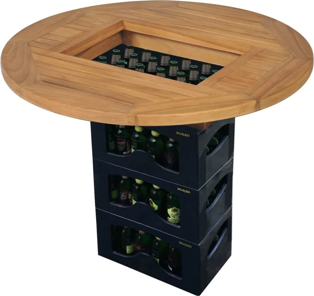 Plateau en Teck Durable de 70 cm pour Table Haute de Caisse de Bière