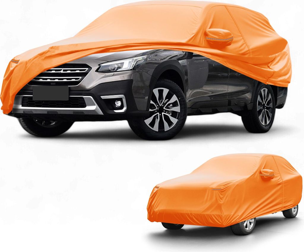 Autoabdeckung Wasserdicht Alle Wetter Automobil Au?en Vollst?ndige Au?enabdeckung fš¹r Subaru Outback Aluminiumfolie Baumwolle Orange mit Reflek...