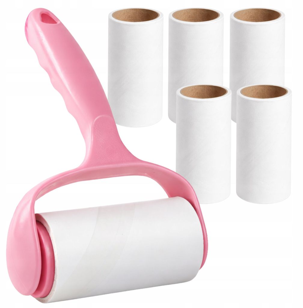 EDIBAZZAR | Kleiderreinigungsrolle zur Entfernung von Tierhaaren und Haaren, rosa, 5 Stück.