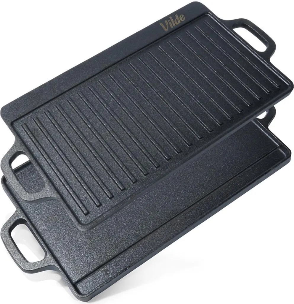 Plaque à griller en fonte pour viande et légumes - Utilisation mixte